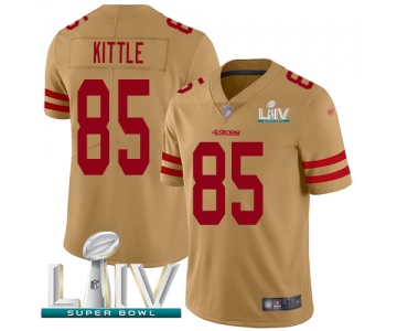 Nike 49ers #85 George Kittle Gold Super Bowl LIV 2020 Youth Stitched NFL Limited Inverted Legend Jersey