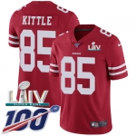 Nike 49ers #85 George Kittle Red Super Bowl LIV 2020 Team Color Men's Stitched NFL 100th Season Vapor Limited Jersey