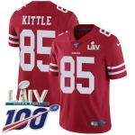 Nike 49ers #85 George Kittle Red Super Bowl LIV 2020 Team Color Youth Stitched NFL 100th Season Vapor Limited Jersey