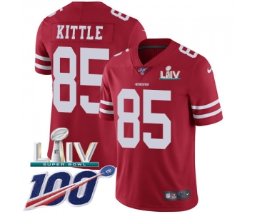 Nike 49ers #85 George Kittle Red Super Bowl LIV 2020 Team Color Youth Stitched NFL 100th Season Vapor Limited Jersey