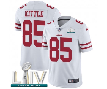 Nike 49ers #85 George Kittle White Super Bowl LIV 2020 Men's Stitched NFL Vapor Untouchable Limited Jersey