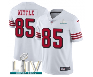 Nike 49ers #85 George Kittle White Super Bowl LIV 2020 Rush Youth Stitched NFL Vapor Untouchable Limited Jersey