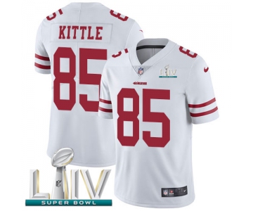 Nike 49ers #85 George Kittle White Super Bowl LIV 2020 Youth Stitched NFL Vapor Untouchable Limited Jersey