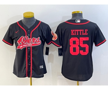Women's San Francisco 49ers #85 George Kittle Black With Patch Cool Base Stitched Baseball Jersey