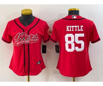 Women's San Francisco 49ers #85 George Kittle Red With Patch Cool Base Stitched Baseball Jersey