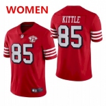 Women's San Francisco 49ers #85 george kittle 75th anniversary red throwback jersey