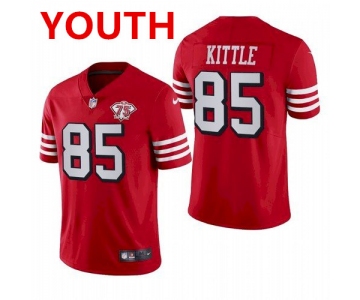 Youth San Francisco 49ers #85 george kittle 75th anniversary red throwback jersey