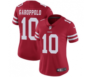 49ers #10 Jimmy Garoppolo Red Team Color Women's Stitched Football Vapor Untouchable Limited Jersey