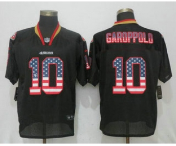 Men's San Francisco 49ers #10 Jimmy Garoppolo Black USA Flag Fashion Stitched NFL Nike Elite Jersey