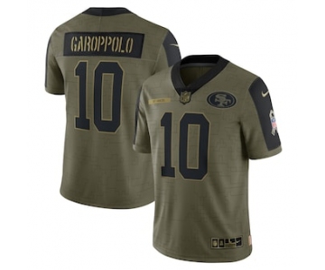 Men's San Francisco 49ers #10 Jimmy Garoppolo Nike Olive 2021 Salute To Service Limited Player Jersey