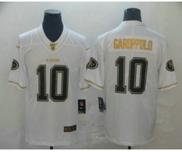 Men's San Francisco 49ers #10 Jimmy Garoppolo White 100th Season Golden Edition Jersey