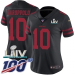 Nike 49ers #10 Jimmy Garoppolo Black Super Bowl LIV 2020 Alternate Women's Stitched NFL 100th Season Vapor Limited Jersey