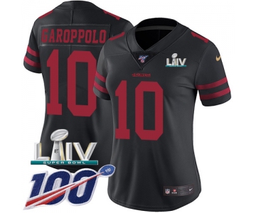 Nike 49ers #10 Jimmy Garoppolo Black Super Bowl LIV 2020 Alternate Women's Stitched NFL 100th Season Vapor Limited Jersey