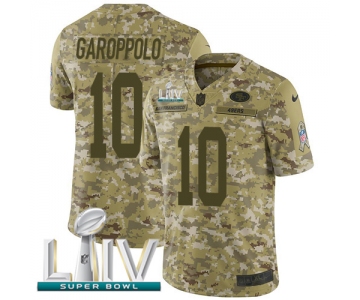 Nike 49ers #10 Jimmy Garoppolo Camo Super Bowl LIV 2020 Men's Stitched NFL Limited 2018 Salute To Service Jersey