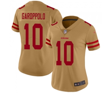 Nike 49ers #10 Jimmy Garoppolo Gold Women's Stitched NFL Limited Inverted Legend Jersey