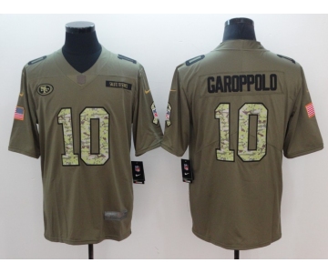 Nike 49ers #10 Jimmy Garoppolo Olive Camo Salute To Service Limited Jersey