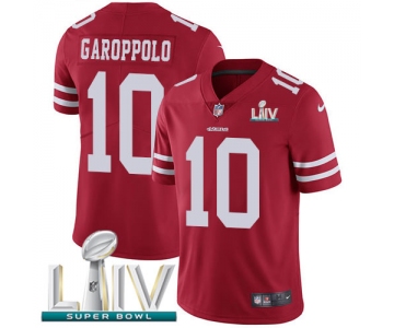 Nike 49ers #10 Jimmy Garoppolo Red Super Bowl LIV 2020 Team Color Youth Stitched NFL Vapor Untouchable Limited Jersey