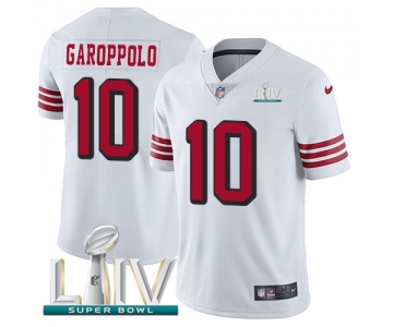 Nike 49ers #10 Jimmy Garoppolo White Super Bowl LIV 2020 Rush Youth Stitched NFL Vapor Untouchable Limited Jersey