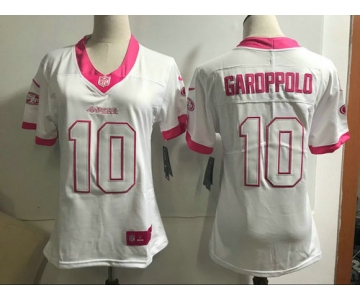 Women's Nike San Francisco 49ers #10 Jimmy Garoppolo White Pink NFL Limited Rush Fashion Jersey