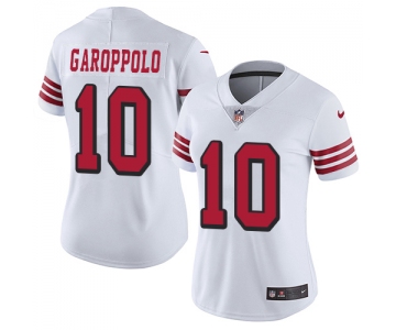 Women's Nike San Francisco 49ers #10 Jimmy Garoppolo White Rush Stitched NFL Vapor Untouchable Limited Jersey