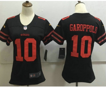 Women's San Francisco 49ers #10 Jimmy Garoppolo Black 2017 Vapor Untouchable Stitched NFL Nike Limited Jersey