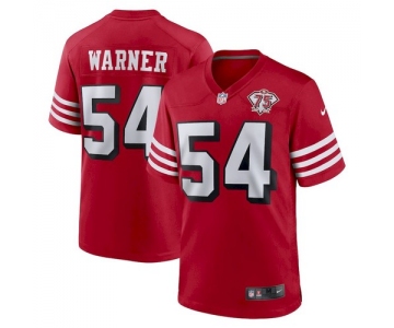 Men's San Francisco 49ers #54 Fred Warner Scarlet 75th Anniversary Red Jersey