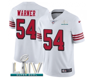 Nike 49ers #54 Fred Warner White Super Bowl LIV 2020 Rush Men's Stitched NFL Vapor Untouchable Limited Jersey