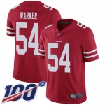 Youth San Francisco 49ers #54 Fred Warner Red Team Color Vapor Untouchable Limited Player 100th Season Football Jersey