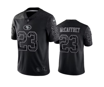 Men's San Francisco 49ers #23 Christian McCaffrey Black Reflective Limited Stitched Football Jersey