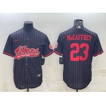 Men's San Francisco 49ers #23 Christian McCaffrey Black With Patch Cool Base Stitched Baseball Jersey