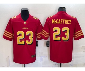 Men's San Francisco 49ers #23 Christian McCaffrey Red Gold Vapor Untouchable Limited Stitched Jersey