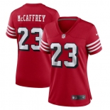 Womens NFL San Francisco 49ers #23 Christian McCaffrey Red Stitched Game Jersey(Run Small)