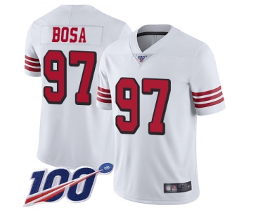 49ers #97 Nick Bosa White Rush Men's Stitched Football Limited 100th Season Jersey