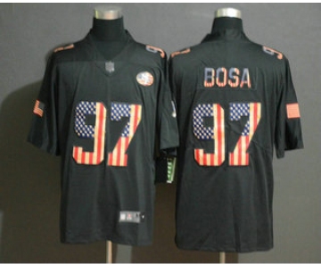 Men's San Francisco 49ers #97 Nick Bosa 2019 Black Salute To Service USA Flag Fashion Limited Jersey