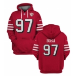 Men's San Francisco 49ers #97 Nick Bosa 2021 Red 75th Anniversary Pullover Hoodie