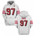 Men's San Francisco 49ers #97 Nick Bosa 2021 White 75th Anniversary Pullover Hoodie