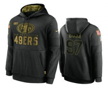 Men's San Francisco 49ers #97 Nick Bosa Black 2020 Salute To Service Sideline Performance Pullover Hoodie