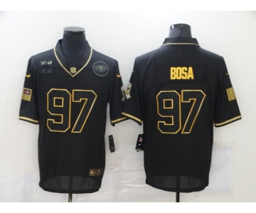 Men's San Francisco 49ers #97 Nick Bosa Black Gold 2020 Salute To Service Stitched NFL Nike Limited Jersey