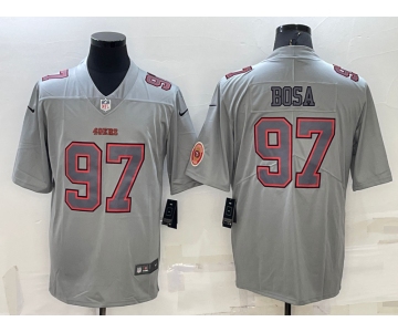 Men's San Francisco 49ers #97 Nick Bosa LOGO Grey Atmosphere Fashion 2022 Vapor Untouchable Stitched Limited Jersey
