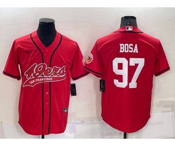 Men's San Francisco 49ers #97 Nick Bosa Red Stitched Cool Base Nike Baseball Jersey