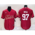 Men's San Francisco 49ers #97 Nick Bosa Red With Patch Cool Base Stitched Baseball Jersey