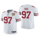 Men's San Francisco 49ers #97 Nick Bosa White 75th Anniversary Patch 2021 Vapor Untouchable Stitched Nike Limited Jersey