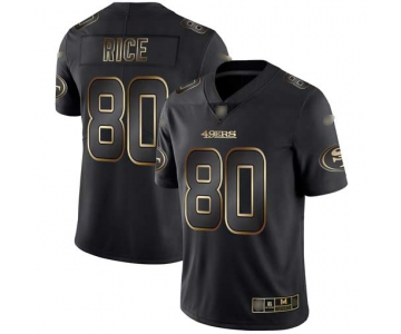 49ers #80 Jerry Rice Black Gold Men's Stitched Football Vapor Untouchable Limited Jersey