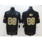 Men's San Francisco 49ers #80 Jerry Rice Black Camo 2020 Salute To Service Stitched NFL Nike Limited Jersey