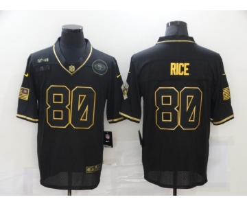 Men's San Francisco 49ers #80 Jerry Rice Black Gold 2020 Salute To Service Stitched NFL Nike Limited Jersey