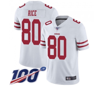 Nike 49ers #80 Jerry Rice White Men's Stitched NFL 100th Season Vapor Limited Jersey