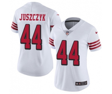 Women's Nike San Francisco 49ers #44 Kyle Juszczyk White Rush Stitched NFL Vapor Untouchable Limited Jersey
