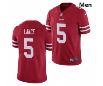 Men San Francisco 49ers #5 Trey Lance Jersey Scarlet 2021 Limited Football