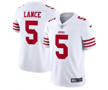 Men's San Francisco 49ers #5 Trey Lance 2022 New White Vapor Untouchable Stitched Jersey