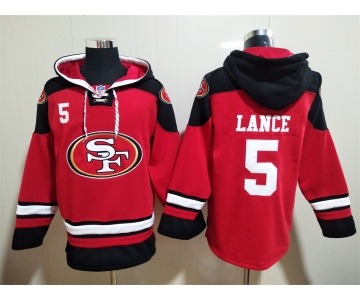 Men's San Francisco 49ers #5 Trey Lance Red Team Color New NFL Hoodie